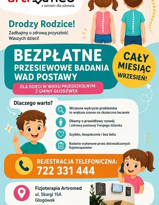 Bezpłatne badania wad postawy dla przedszkolaków w Głogówku – zapisy trwają