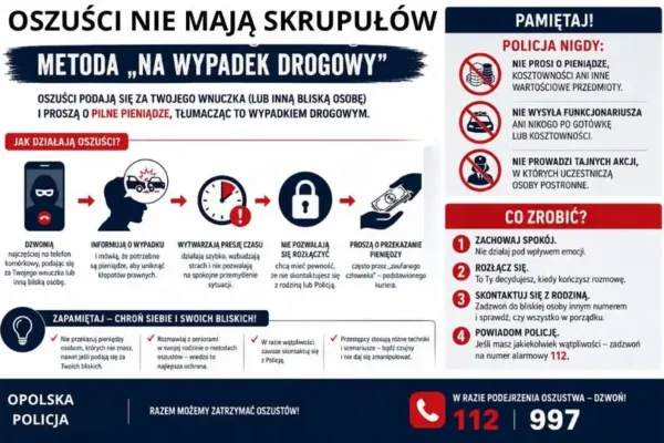 Oszustwo „na wypadek drogowy” w Prudniku. Seniorka straciła 37 tysięcy złotych