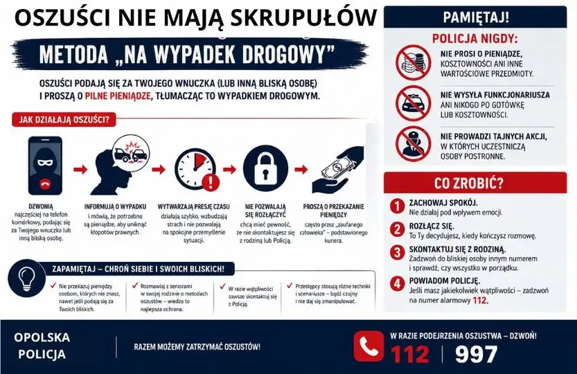 Oszustwo „na wypadek drogowy” w Prudniku. Seniorka straciła 37 tysięcy złotych