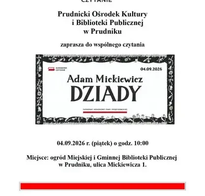 Narodowe Czytanie 2026 w Prudniku: Wspólne spotkanie z „Dziadami”