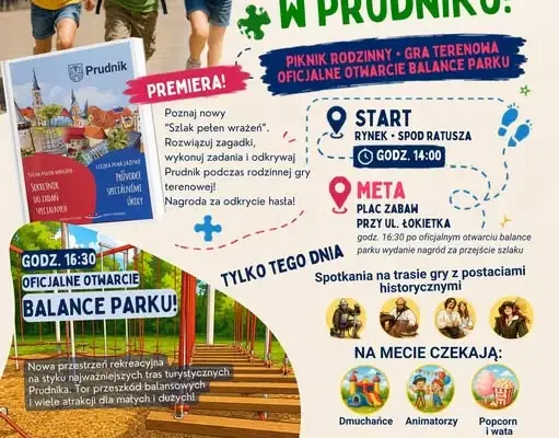 Piknik rodzinny w Prudniku: gra terenowa, dmuchańce i otwarcie Balance Parku