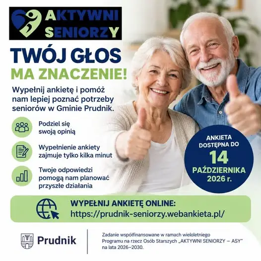 Seniorzy z gminy Prudnik mogą wypełnić ankietę – trwa badanie potrzeb