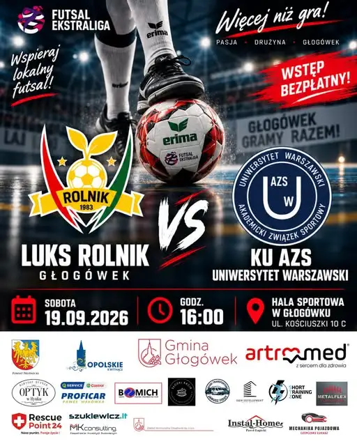 Inauguracja sezonu Ekstraligi Futsalu Kobiet w Głogówku – LUKS Rolnik Głogówek kontra KU AZS Uniwersytet Warszawski