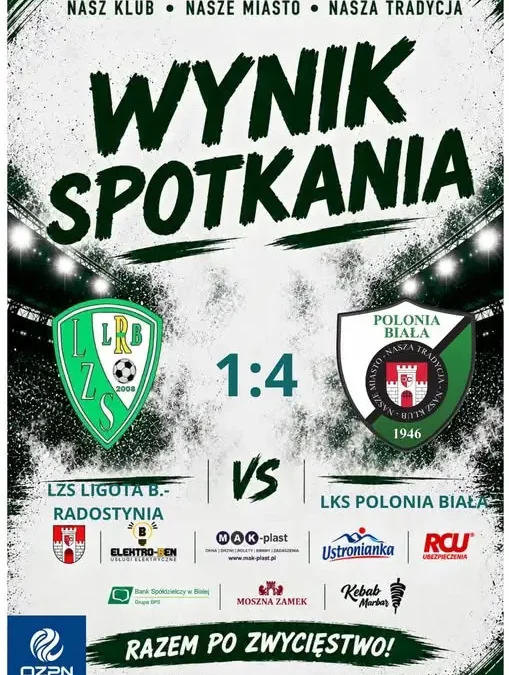 Derbowa wygrana Polonii Biała 4:1 z LZS Ligota Bialska-Radostynia