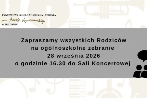 Zebranie z rodzicami w Państwowej Szkole Muzycznej I stopnia w Prudniku – 28 września 2026
