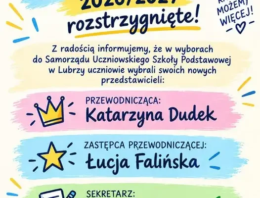 Nowy Samorząd Uczniowski w Lubrzy wybrany
