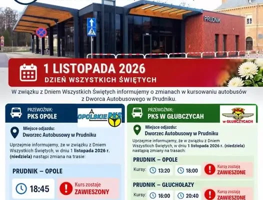 1 listopada 2026: zmiany w kursowaniu autobusów z Prudnika